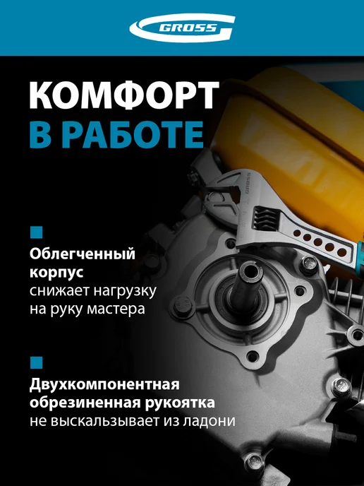 GROSS Ключ разводной сантехнический, охват до 35 мм, 15562, синий, фото 3