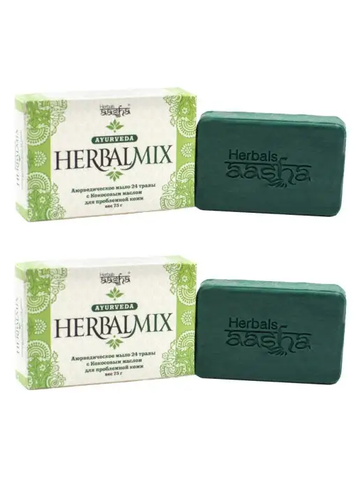 Aasha Herbals Мыло 24 травы для лица тела Herbalmix, 75 г - 2 шт, 75 г, 2 шт, фото 3