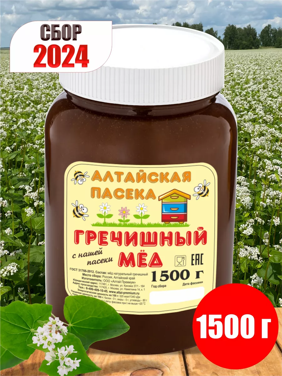 Мед натуральный Гречишный 1.5 кг, Сбор 2023 год Алтайские Пасеки 12924413  купить за 517 ₽ в интернет-магазине Wildberries