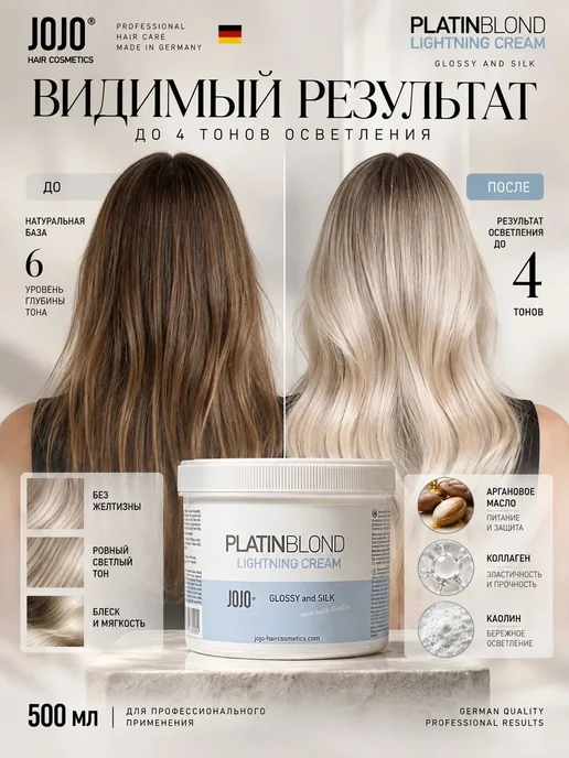 JOJO Haircosmetics Осветляющий крем с аргановым маслом 500 ml, Lightning cream, 500 мл, фото 8
