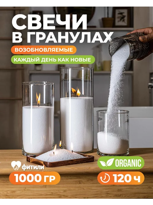 RosCandles Насыпные свечи восковые белые 1 кг