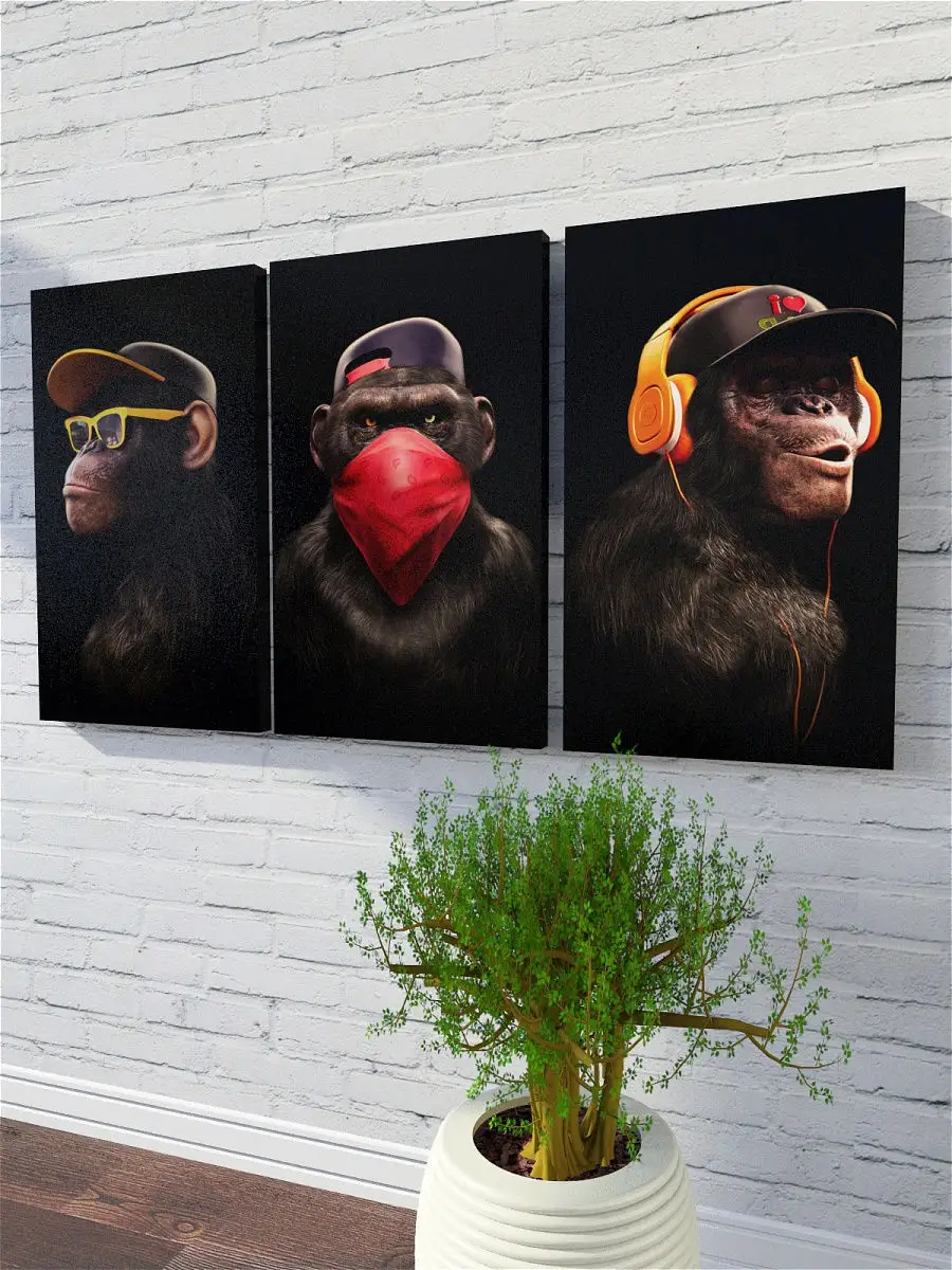 Картины Обезьяны на холсте, купить картину с обезьянами в Украине - Макросвит