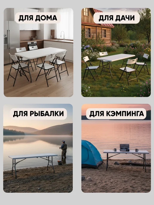 STOOL GROUP Стол складной пластиковый 182 см для дома и дачи Кейт, вариант, фото 4