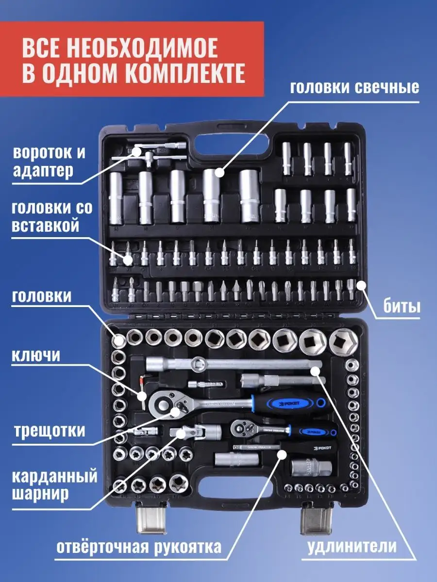 Набор инструментов автомобильный 108 пред. ГалаОпт 12980986 купить за 3 862  ₽ в интернет-магазине Wildberries