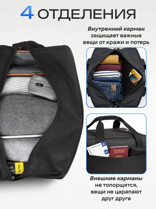 Сумка Победа Сумка дорожная для ручной клади победа 36х30х27, 30x27, фото 6