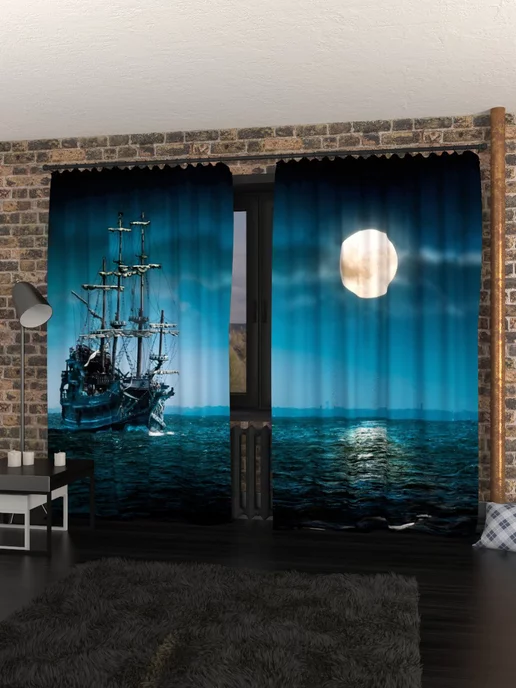 Олимп Текстиль Фотошторы в гостиную спальню 2 шт 150х260 см, 150x260 см, 2 шт