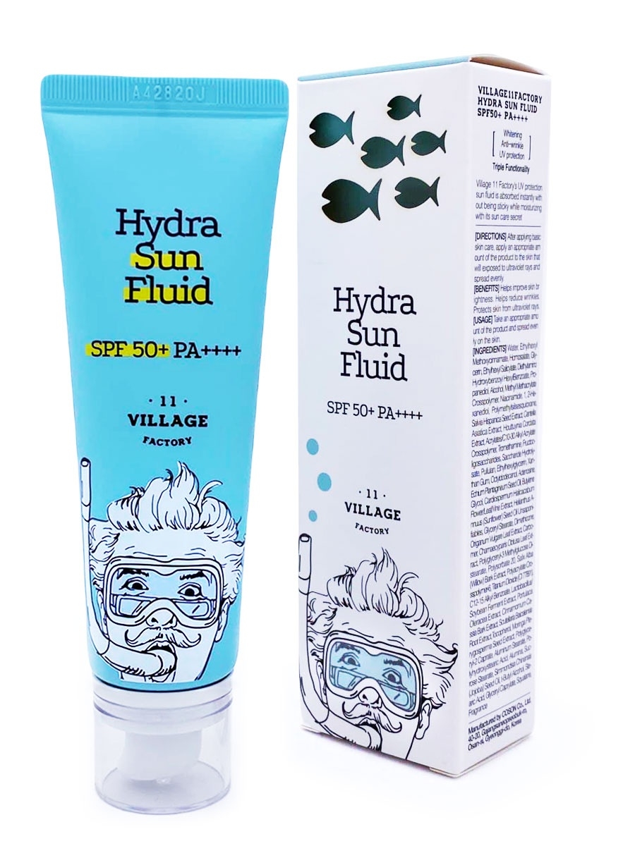 11 Factory Village hydra Sun. Hydra Sun Fluid. Sun Fluid. Village 11 Factory крем hydra Sun Fluid SPF 50.