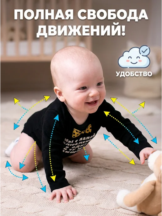Валерия Мура Боди для малышей с надписью "Мы с папой влюблены", черный, фото 3