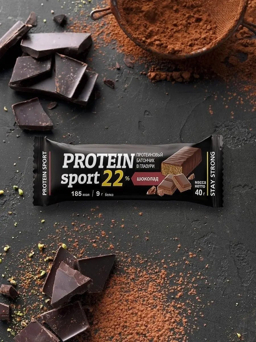 Протеиновый батончик в глазури PROTEIN SPORT ассорти: банан, вишня,орех,  шоколад 12 шт по 40 гр EFFORT 13035838 купить в интернет-магазине  Wildberries