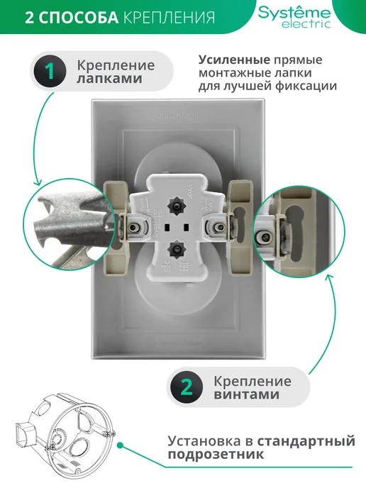 Systeme Electric Двойная розетка внутренняя Шнайдер Atlas Design, белый, фото 6