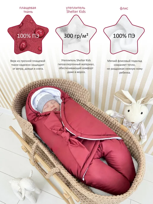 CherryMom Конверт в коляску и автолюльку для новорожденных, красный, фото 3