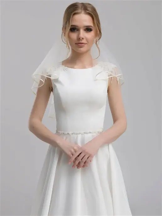 Дом Свадьбы Фата свадебная короткая, бежевый, фото 2