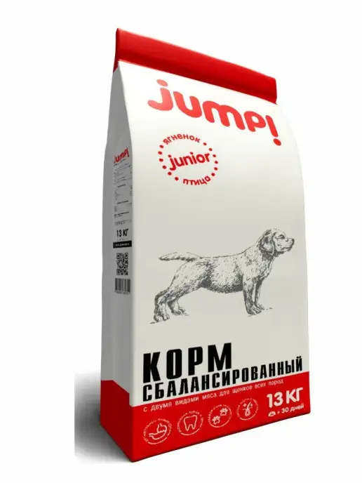 Сухой корм Jump Домашней Птицей для собак, щенки, ягненок, 13 кг