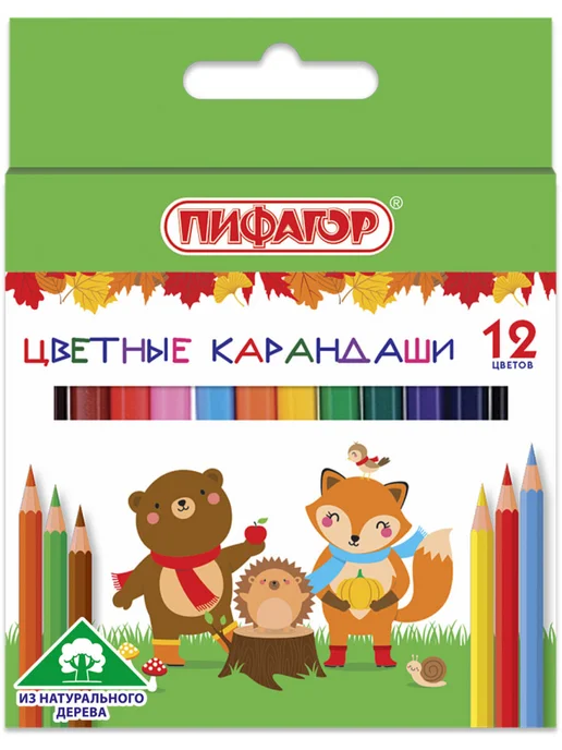 Пифагор Карандаши цветные 12цв, укороченные, голубой, фото 6