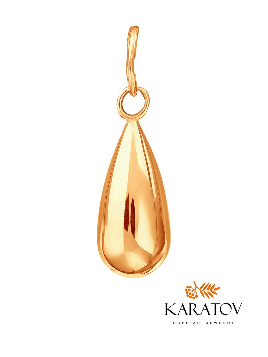 Подвеска капля золото. Gold Drop Pendant.