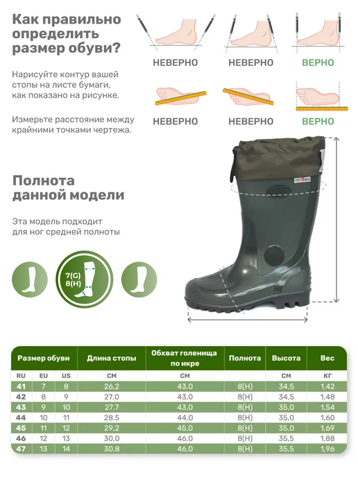 FORTMEN Резиновые сапоги с манжетой, серый, фото 8