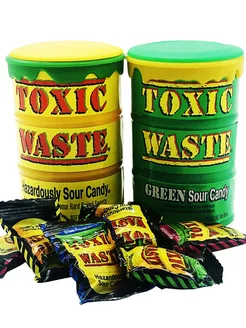 Самые кислые леденцы желтый и зеленый Toxic Waste 13139134 купить за 433 ₽ в интернет-магазине Wildberries