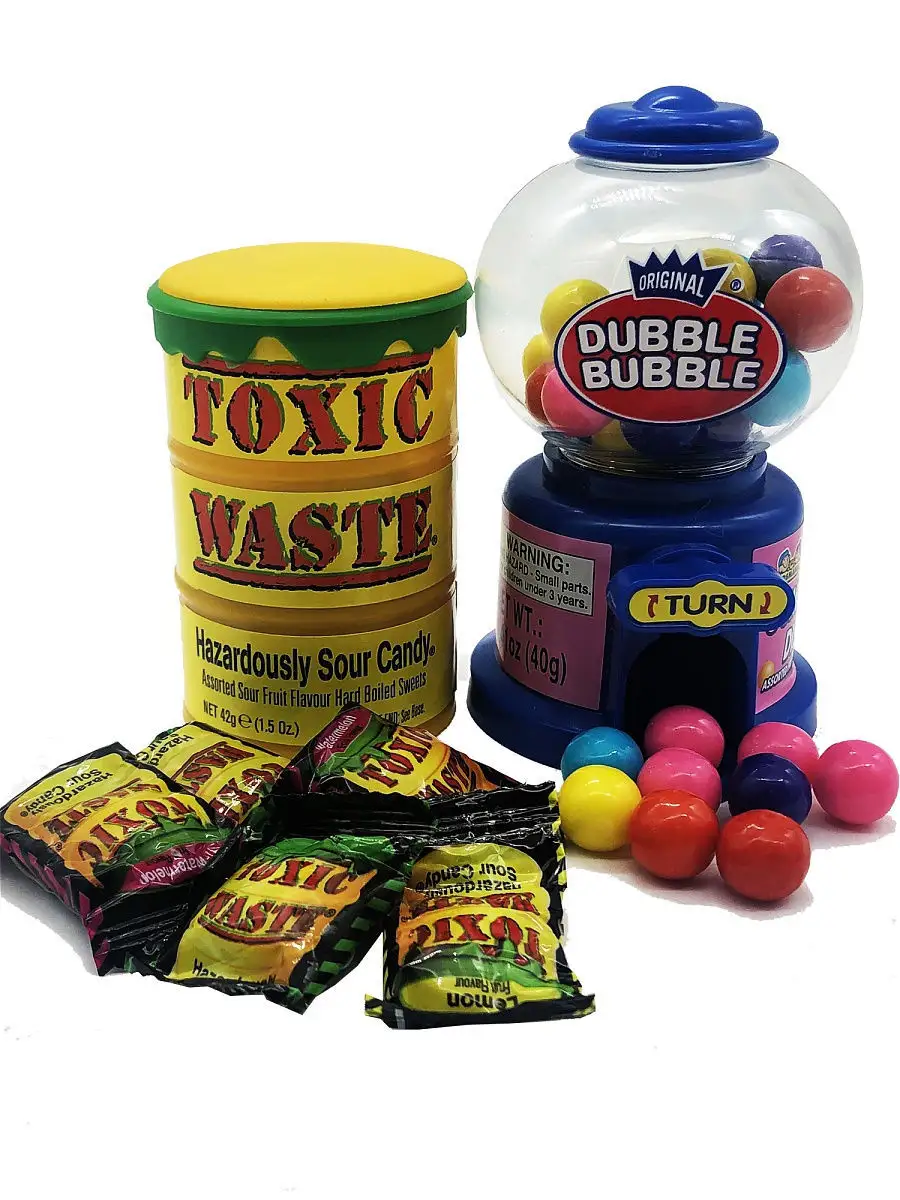 Кислые конфеты Toxic Waste+диспенсер Dubble Bubble. Toxic Waste 13139135  купить в интернет-магазине Wildberries