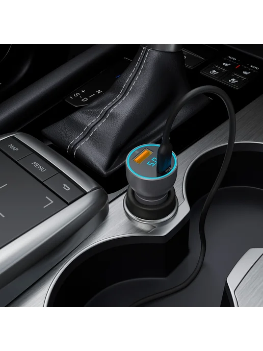 DEPPA Автомобильная зарядка USB-C + USB A, PD, QC, 36 Вт, дисплей, 36 Вт, фото 2