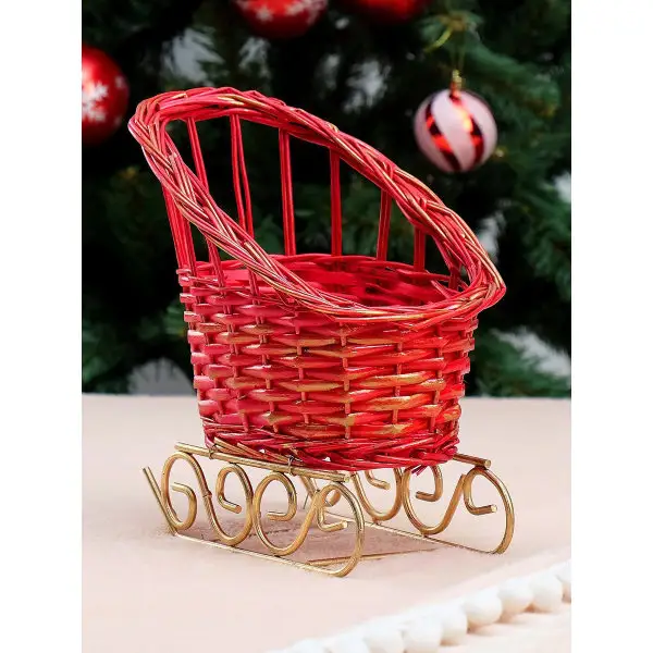 Кашпо «Санки» красное