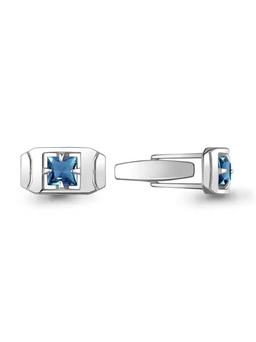 AQUAMARINE Серебряные мужские запонки для рубашки 925 проба, серебристый, фото 2