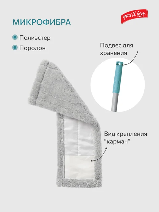 You’ll love Швабра для пола телескопическая с насадкой, голубой, фото 5
