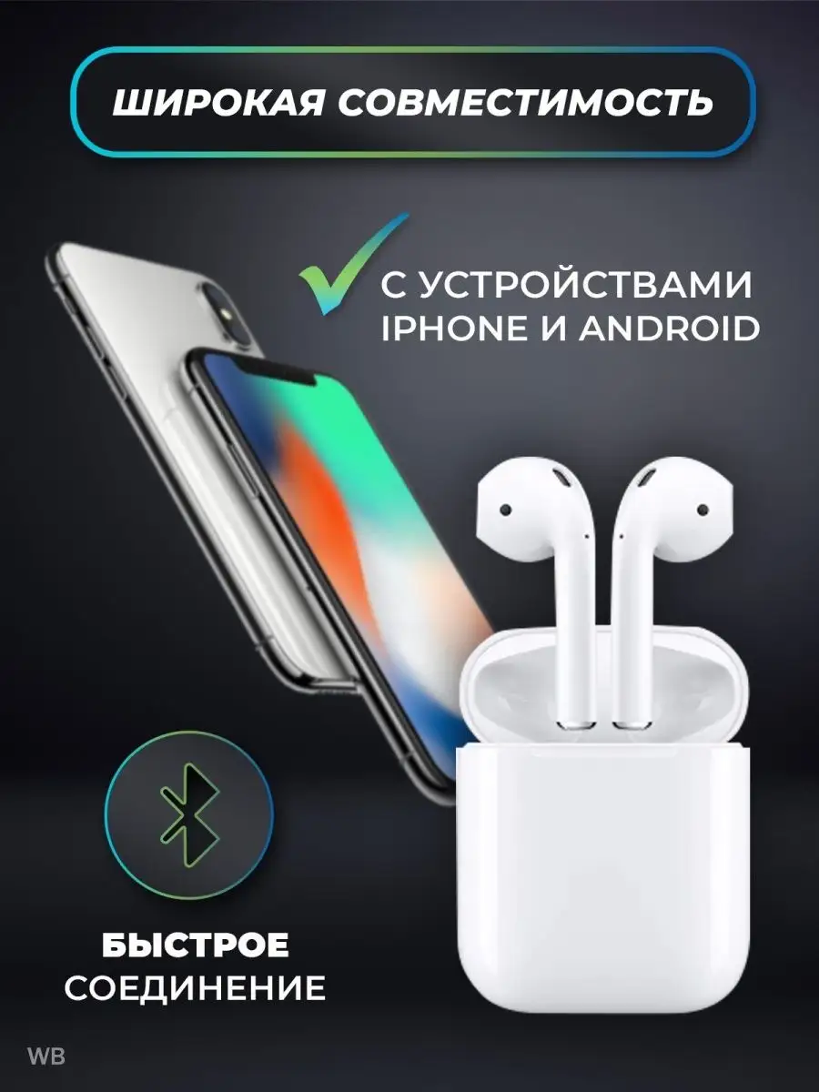 Наушники беспроводные A.Pods для i.Phone Android Мобайл стайл 13237230  купить за 419 ₽ в интернет-магазине Wildberries