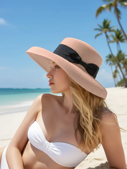 WOW Miami Летняя шляпа пляжная, розовый, фото 2