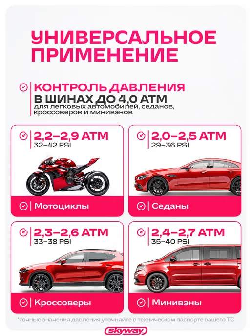SKYWAY Манометр для шин 4 АТМ, черный, фото 5