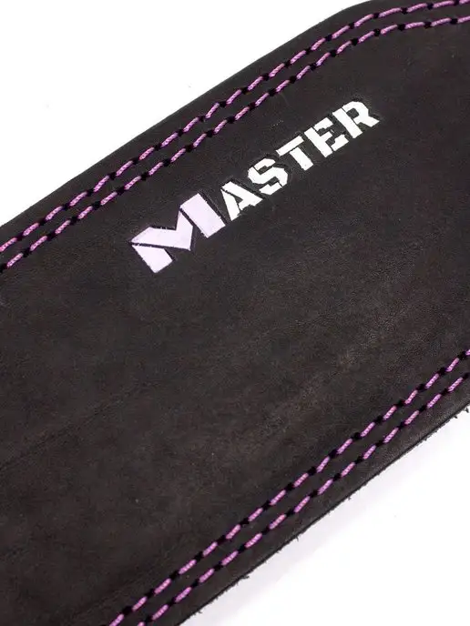 MASTER Пояс атлетический женский для спорта кожаный спинка 10 см, фиолетовый, фото 7