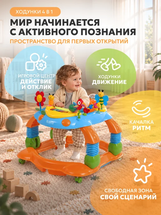 Ходунки детские с 6 месяцев, Nuovita Letizia, оранжевый