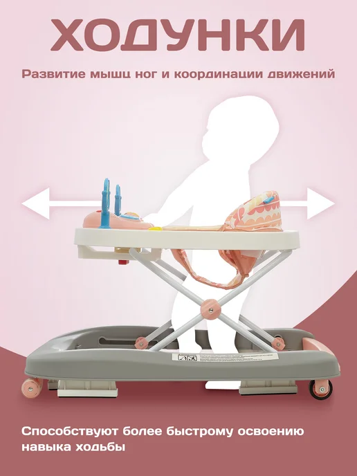 Nuovita Ходунки детские, каталка для малышей Avvio, розовый, фото 3