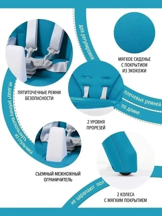 Nuovita Cтульчик для кормления 0+ шезлонг 2 в 1 Lembo, голубой, фото 5