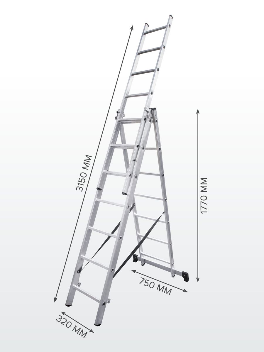 Лестница алюминиевая трехсекционная 3x7 NV 1230 Новая высота 13285358  купить за 8 124 ₽ в интернет-магазине Wildberries