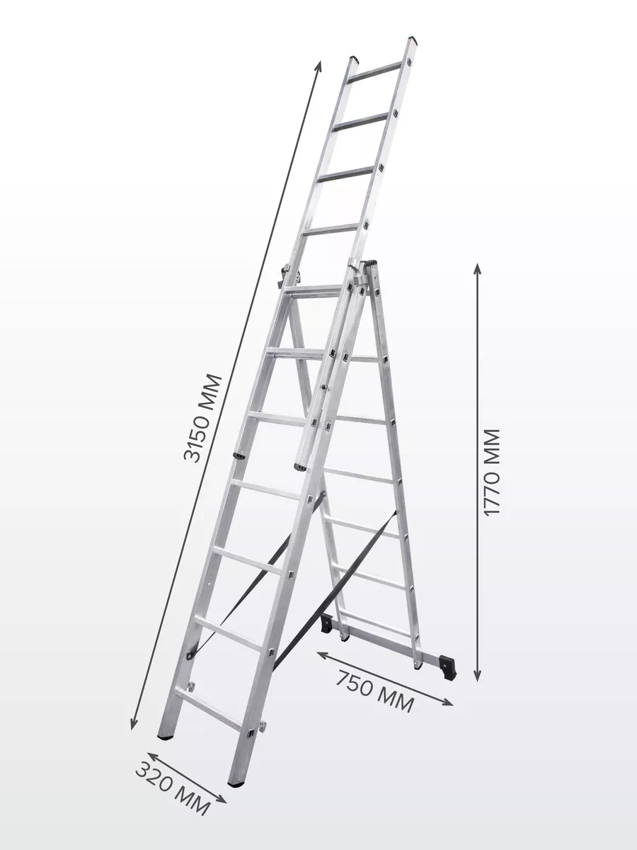 Лестница алюминиевая трехсекционная 3x7 NV 1230 Новая высота 13285358  купить за 8 124 ₽ в интернет-магазине Wildberries