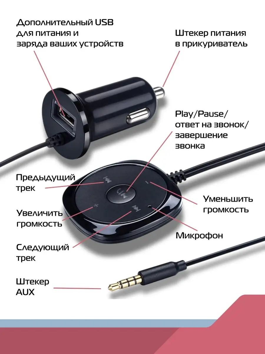 АУКС Блютуз адаптер в машину Hurex SX-04 Hands Free Hurex 13311044 купить в  интернет-магазине Wildberries