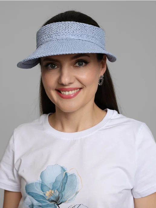 Tuliya Козырек солнцезащитный соломенный, голубой, фото 3
