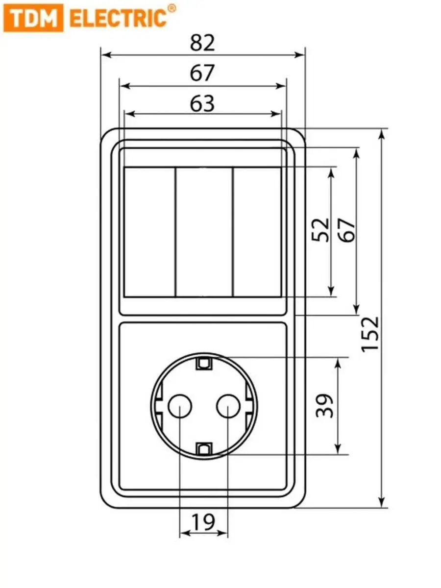 Блок розетка и выключатель с заземлением 16А встраиваемая TDM ELECTRIC  13323261 купить в интернет-магазине Wildberries