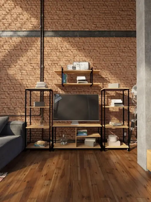 WOODSTEEL Тумба стеллаж под телевизор Лофт 60х118х30, металлическая, 60x118x30, фото 4