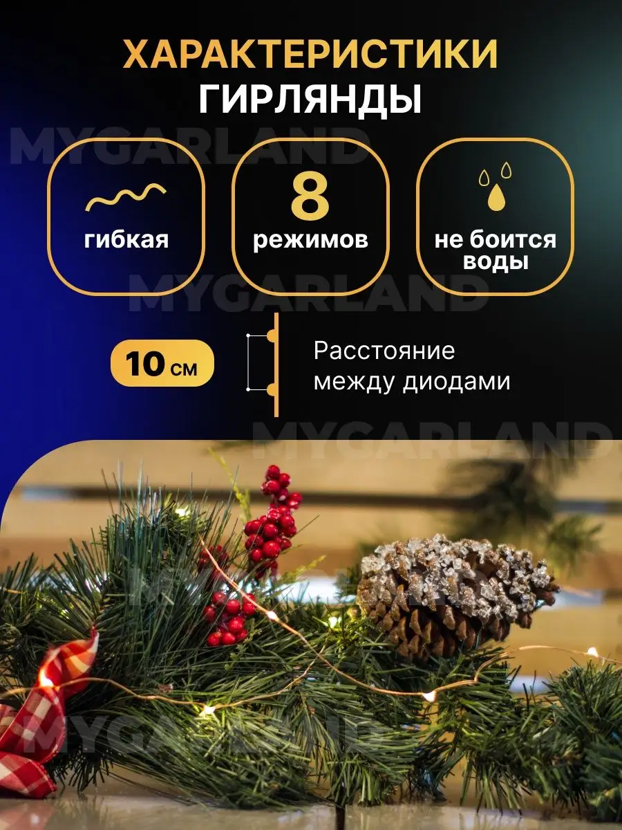 Гирлянда на елку Роса Mygarland 13413905 купить в интернет-магазине  Wildberries