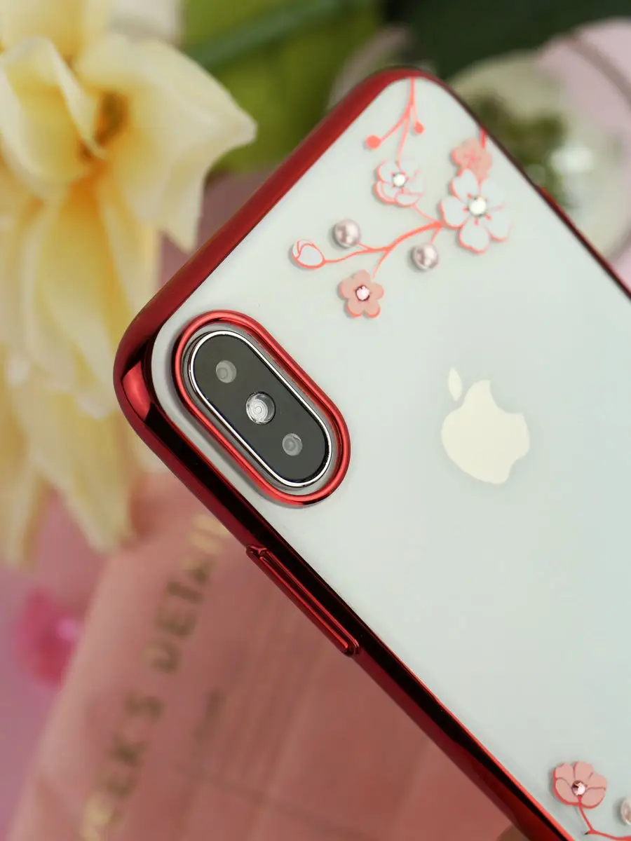 Чехол для Apple iPhone X/XS сакура кристаллы SWAROVSKI Kingxbar 13450567  купить в интернет-магазине Wildberries