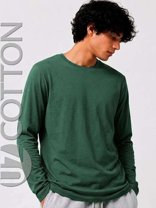 UZcotton Лонгслив с длинным рукавом, зеленый