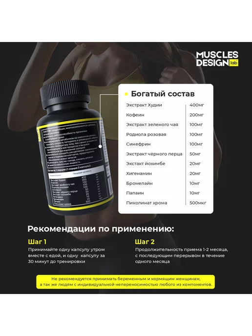 Muscles Design Lab Жиросжигатель таблетки для похудения БАД, 250 мл, фото 4