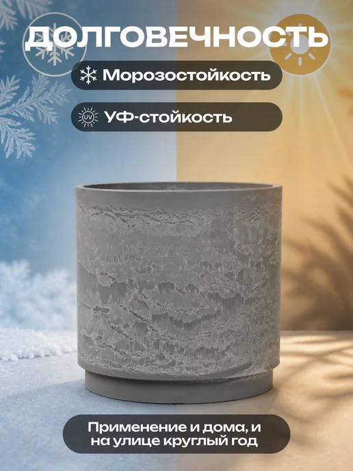 GreenShip Кашпо для цветов, 18 л, светло-серый, 31,4 х 31,4 х 30 см, 31.4x31.4x30 см, 18 л, фото 4