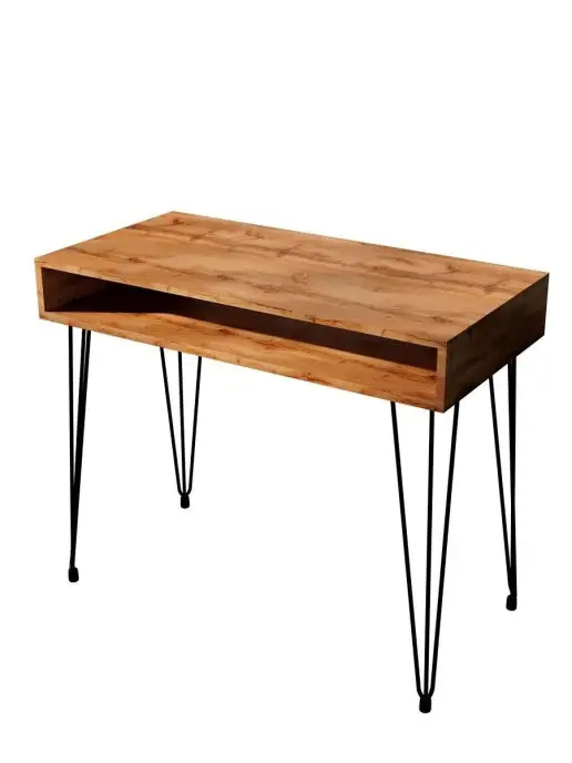 WOODSTEEL Письменный стол Лофт с полкой 90х45х75 см.Дуб Крафт Золотой, золотой, фото 7