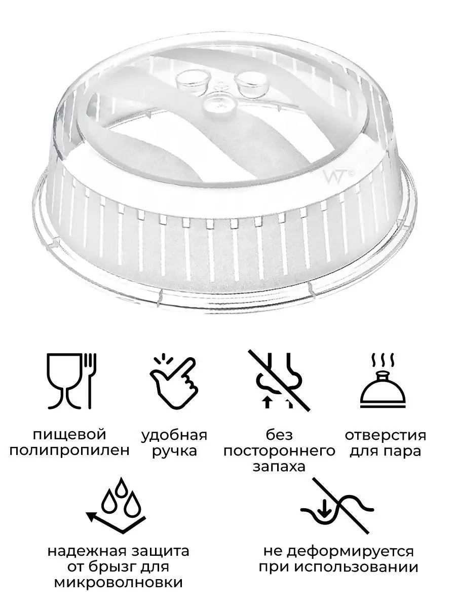 Крышка пластиковая свч, с отверстием для пара, прозрачная, защита от брызг  в микроволновке, 24,5 см DDstyle 13583580 купить в интернет-магазине  Wildberries
