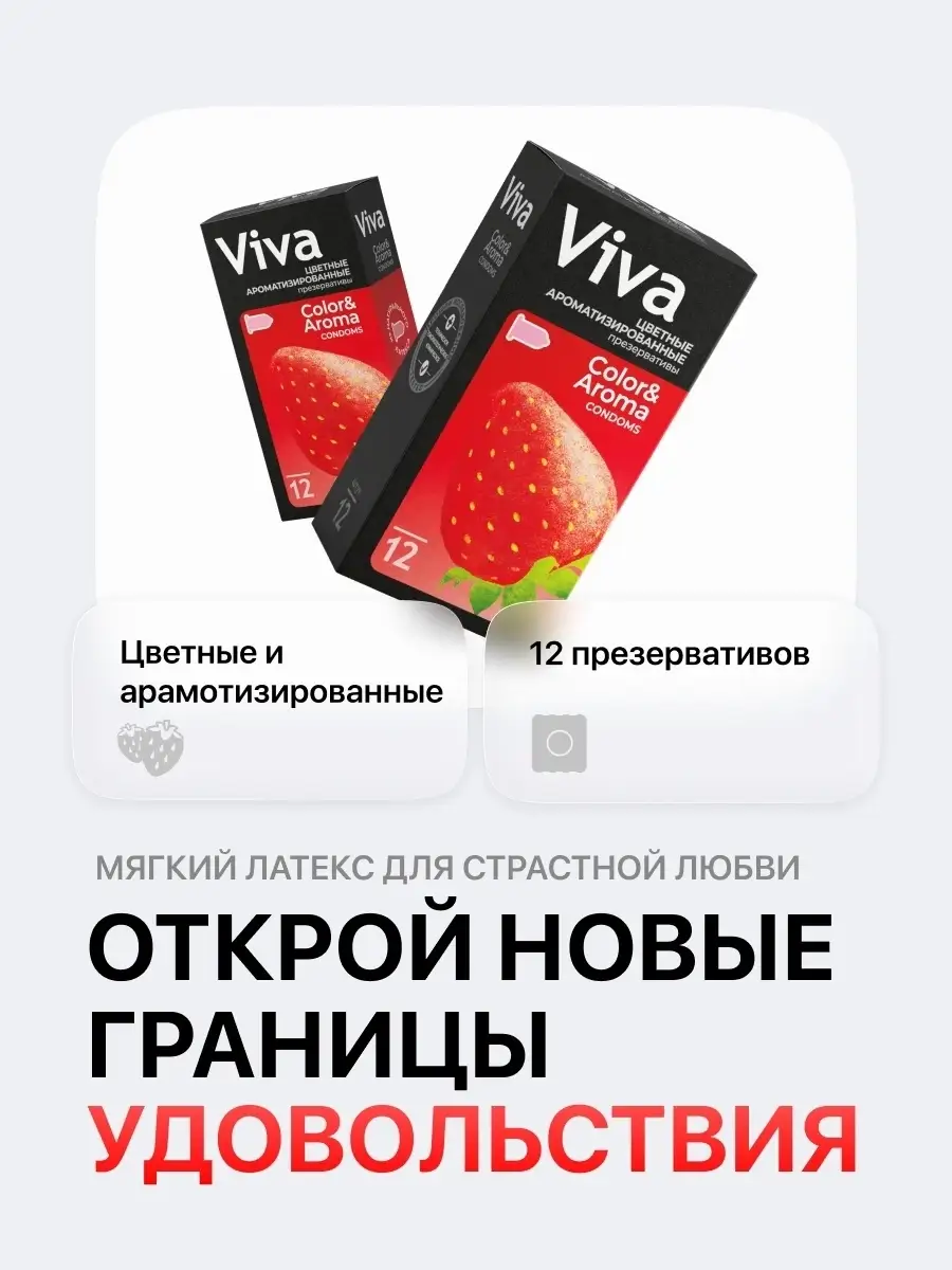 Презервативы цветные ароматизированные 12 штук Viva 13594359 купить за 201  ₽ в интернет-магазине Wildberries