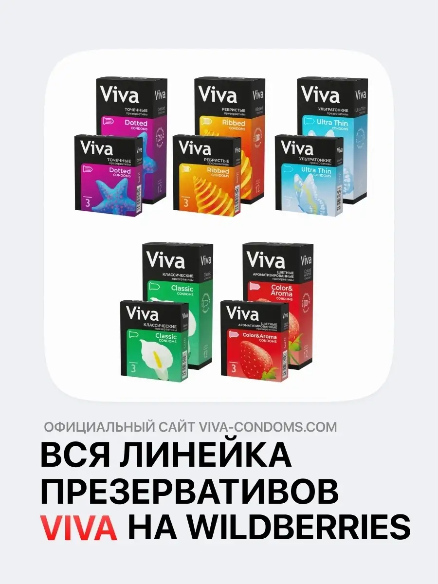 Презервативы цветные ароматизированные 12 штук Viva 13594359 купить за 201  ₽ в интернет-магазине Wildberries