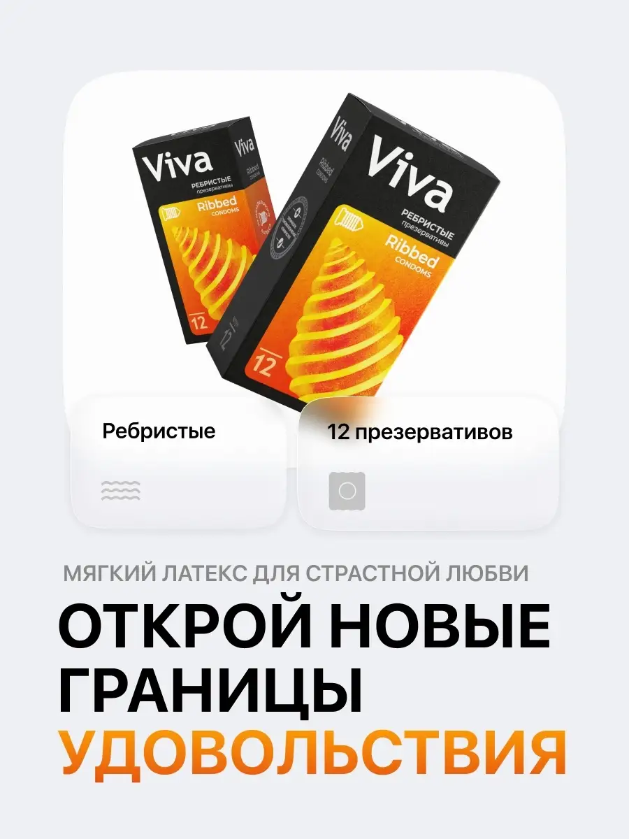 Презервативы ребристые со смазкой 12 штук Viva 13594361 купить за 222 ₽ в  интернет-магазине Wildberries