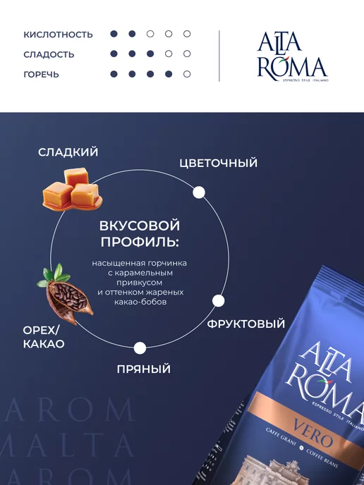 ALTA ROMA Кофе в зернах Vero 1 кг средняя обжарка, 1 кг, фото 2